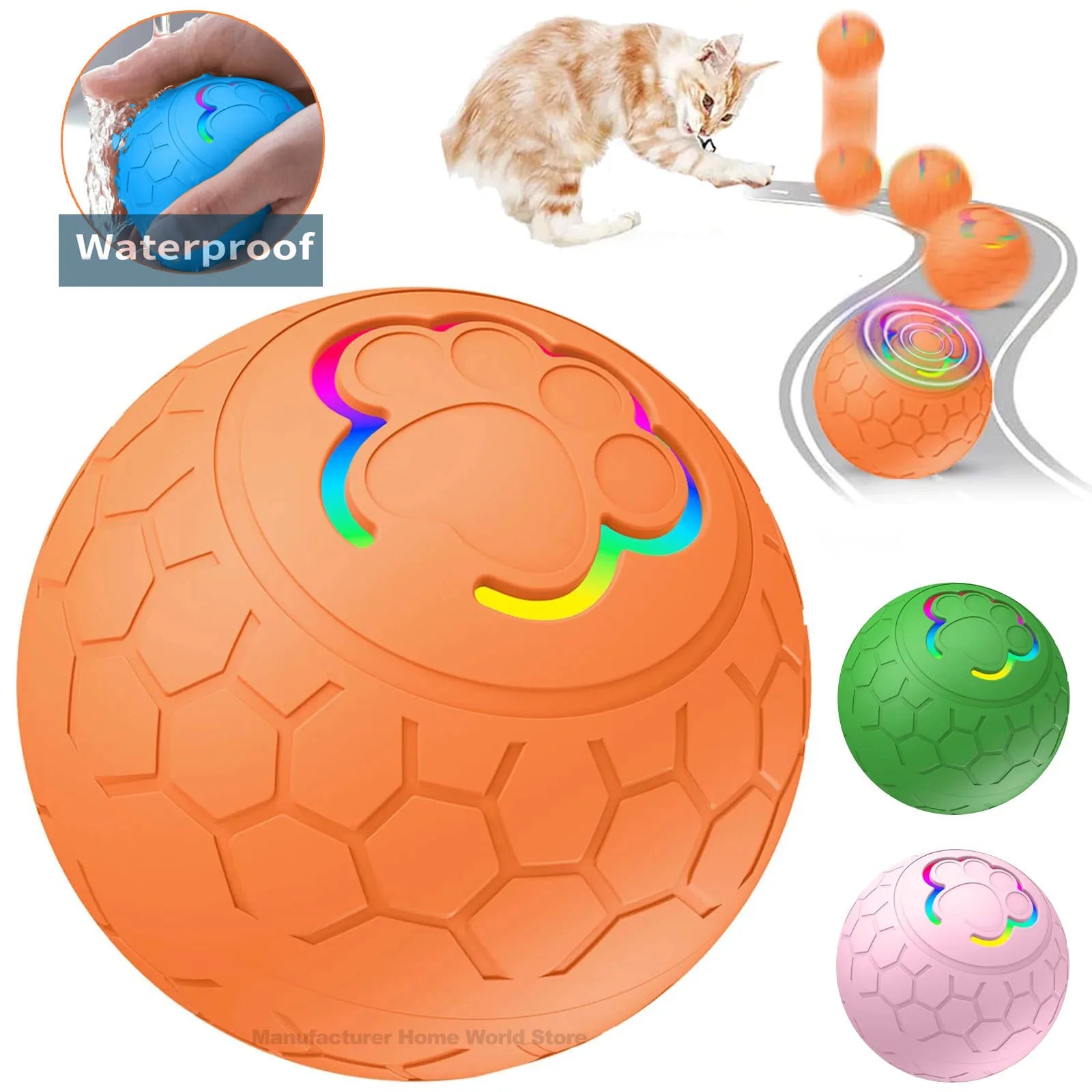 Smart Dog Toy Ball Electronic Interactive Pet Toy Ball USB Automatic Bouncing Rolling Toy Ball with RGB Lights Puppy Cat Product