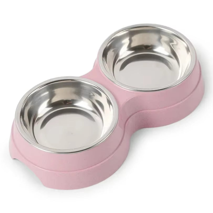 Double Pet Bowls Dog Food Water Feeder Stainless Steel Pet Drinking Dish Feeder Cat Puppy Feeding Supplies Small Dog Accessories